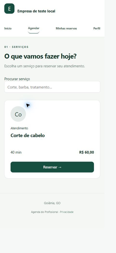 Página de agendamento do Agenda do Profissional no celular